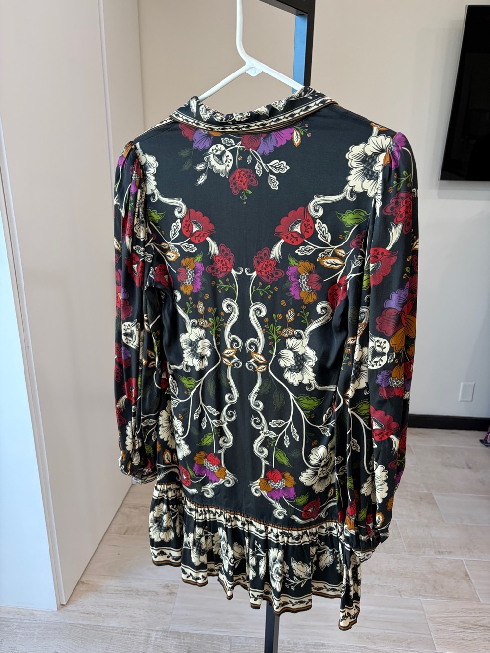 Farm Rio: Black Rococo Flowers Mini Dress - Picture 5 of 11